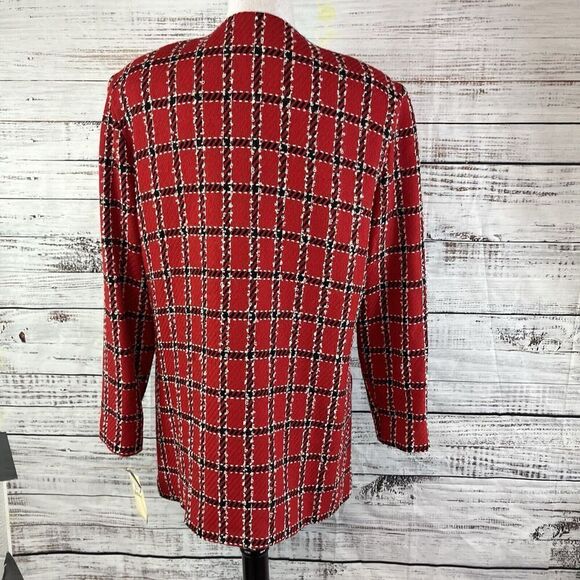 Vintage Clifford & Willis Red Black Wood Plaid Blazer Jacket sz 16 Career Suit - Picture 11 of 12